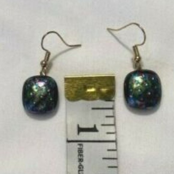 "Handmade" Peacock Design "Dichoric" Glass Earrings (JM001) - Picture 4 of 5